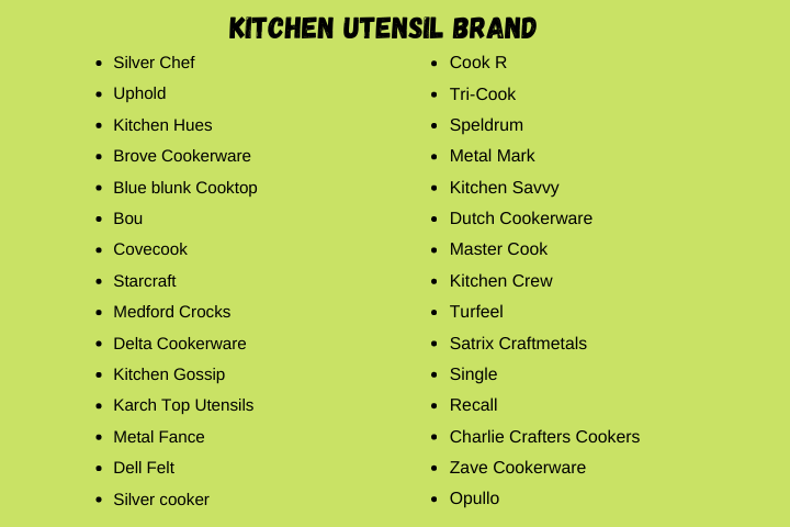 Kitchen Utensil Brand Names