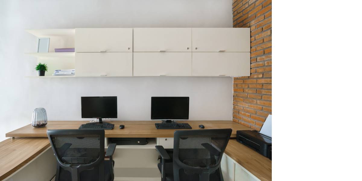 A clean office area with no clutter.