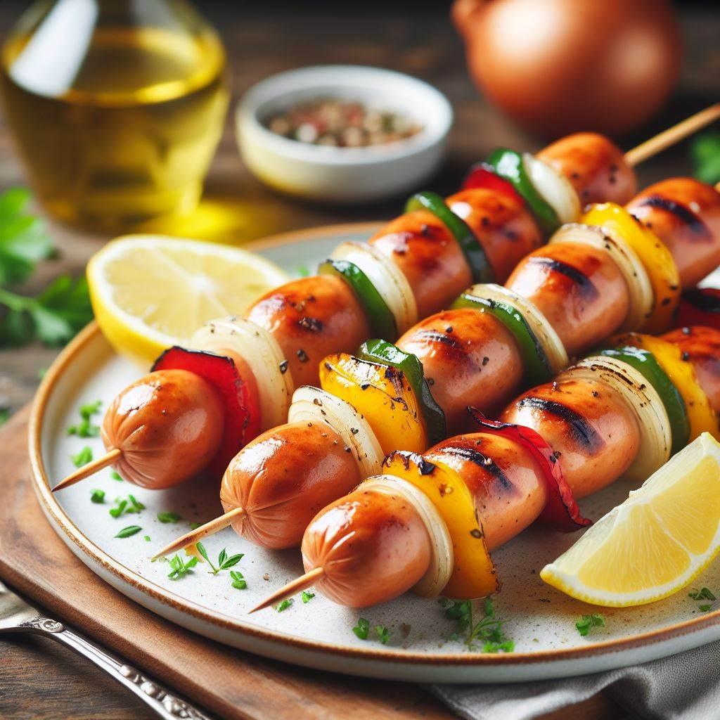 Chicken sausage skewers