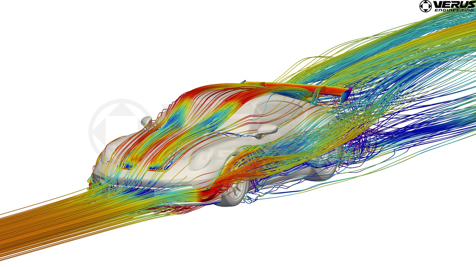Computational fluid dynamics software showing how air flows over a vehicle