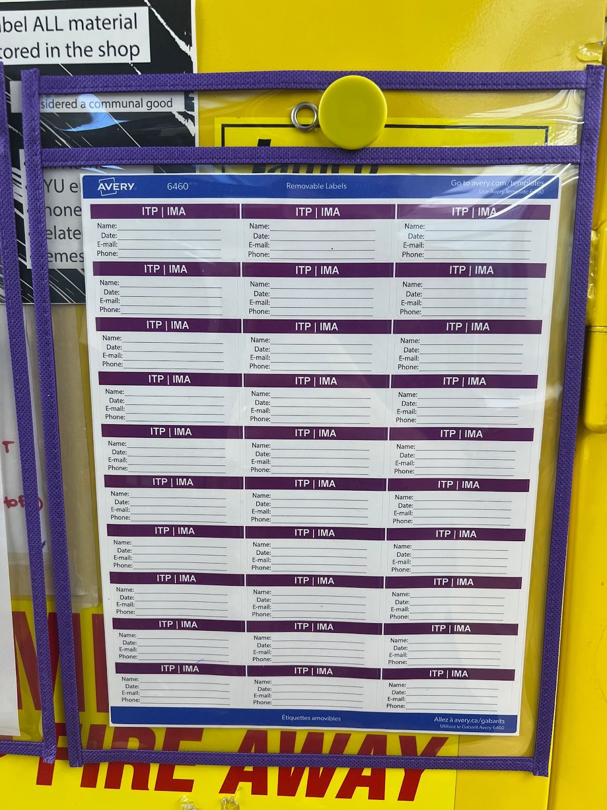 Example: Label sheet for purple week labels