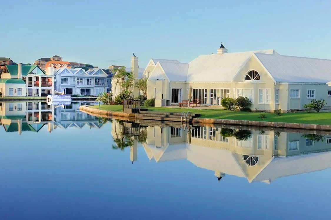 A large house by the lake