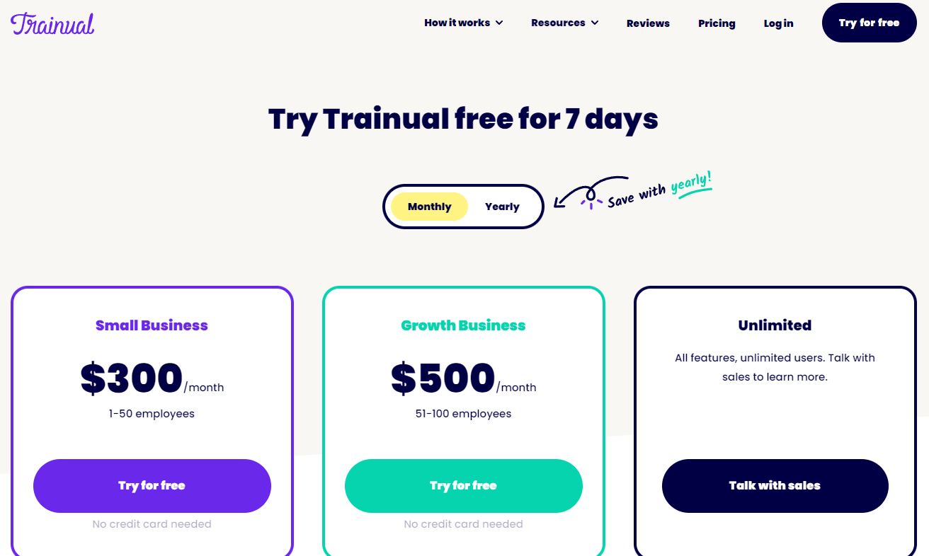 Pricing Plans for Trainual