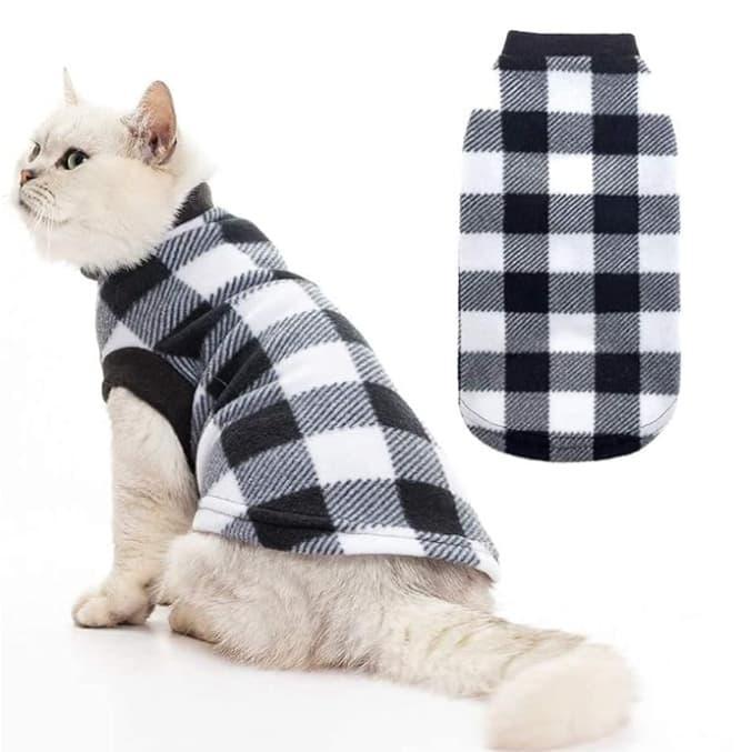 EXPAWLORER Plaid Cat Sweater