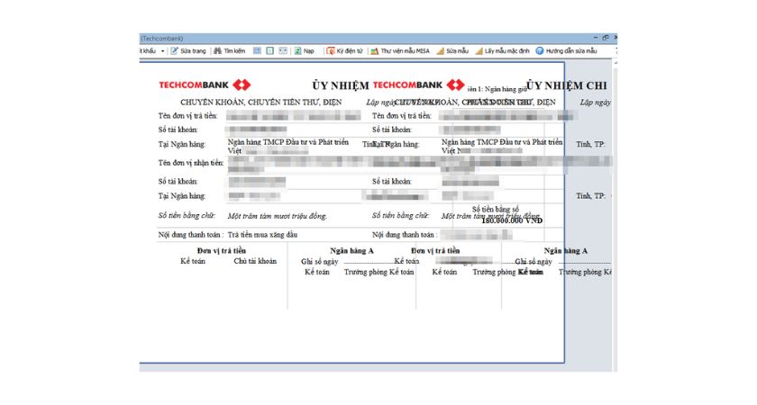 Ủy nhiệm chi Techcombank