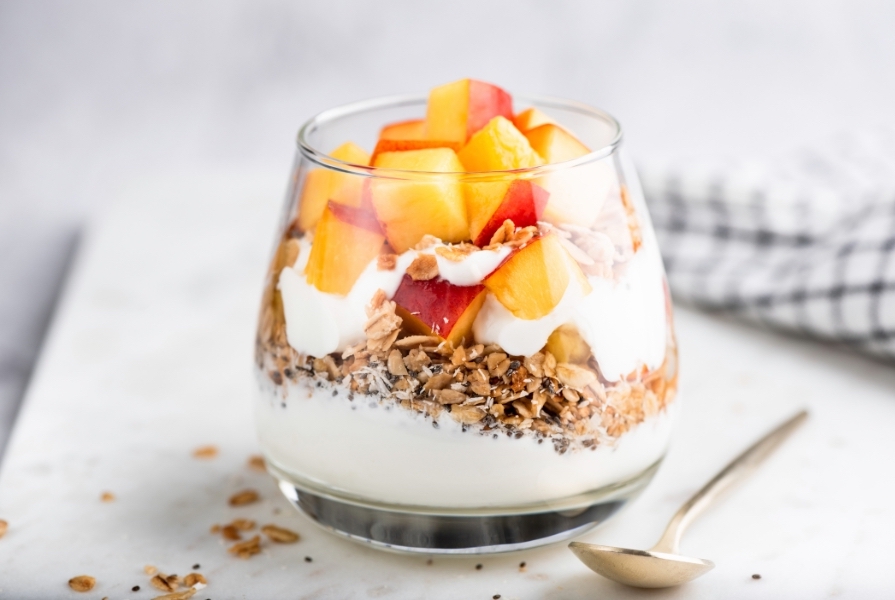 Yogurt with Granola and Peaches