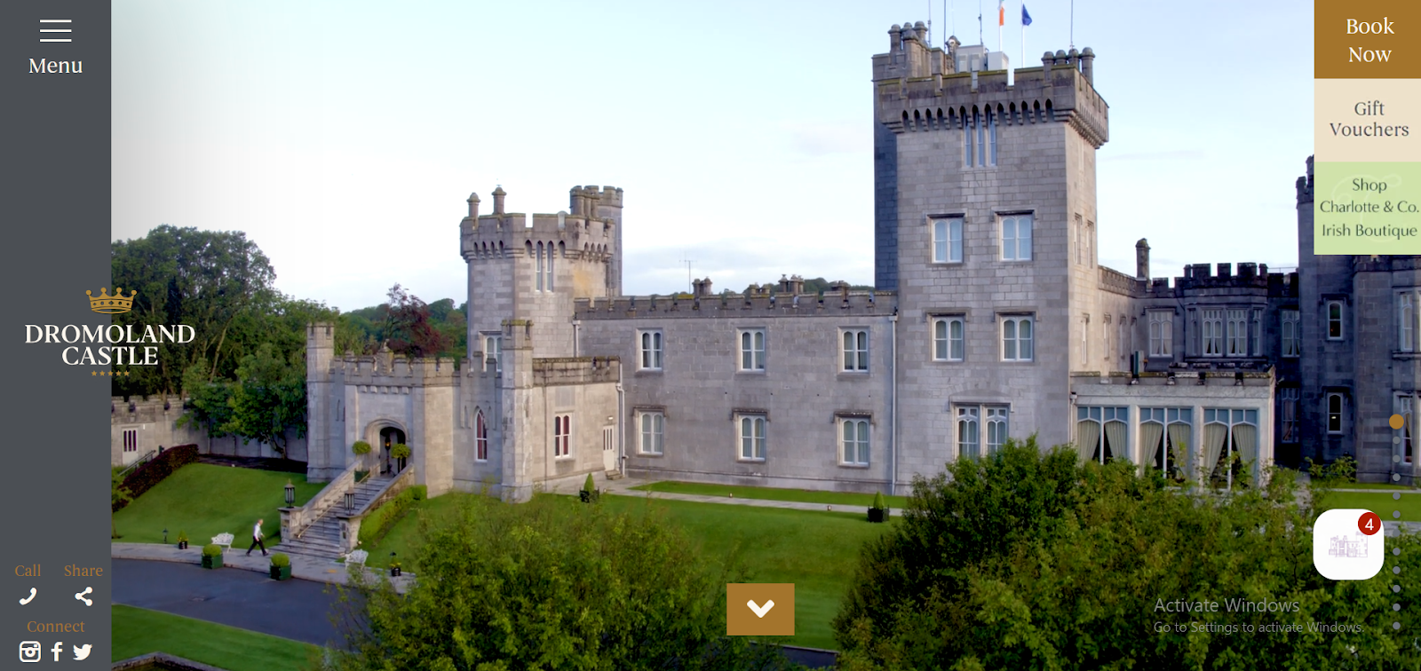 video as background image css example from dromoland castle