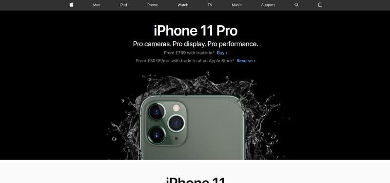 Apple website homepage