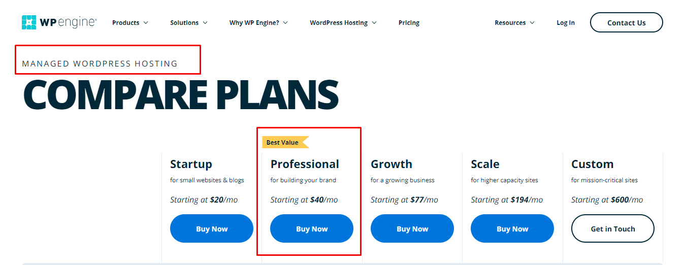 WP Engine WordPress Hosting Price and Plans