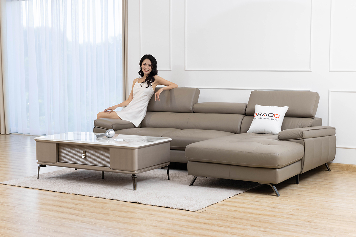 Sofa da thật nhập khẩu Malaysia mã 2160L-1