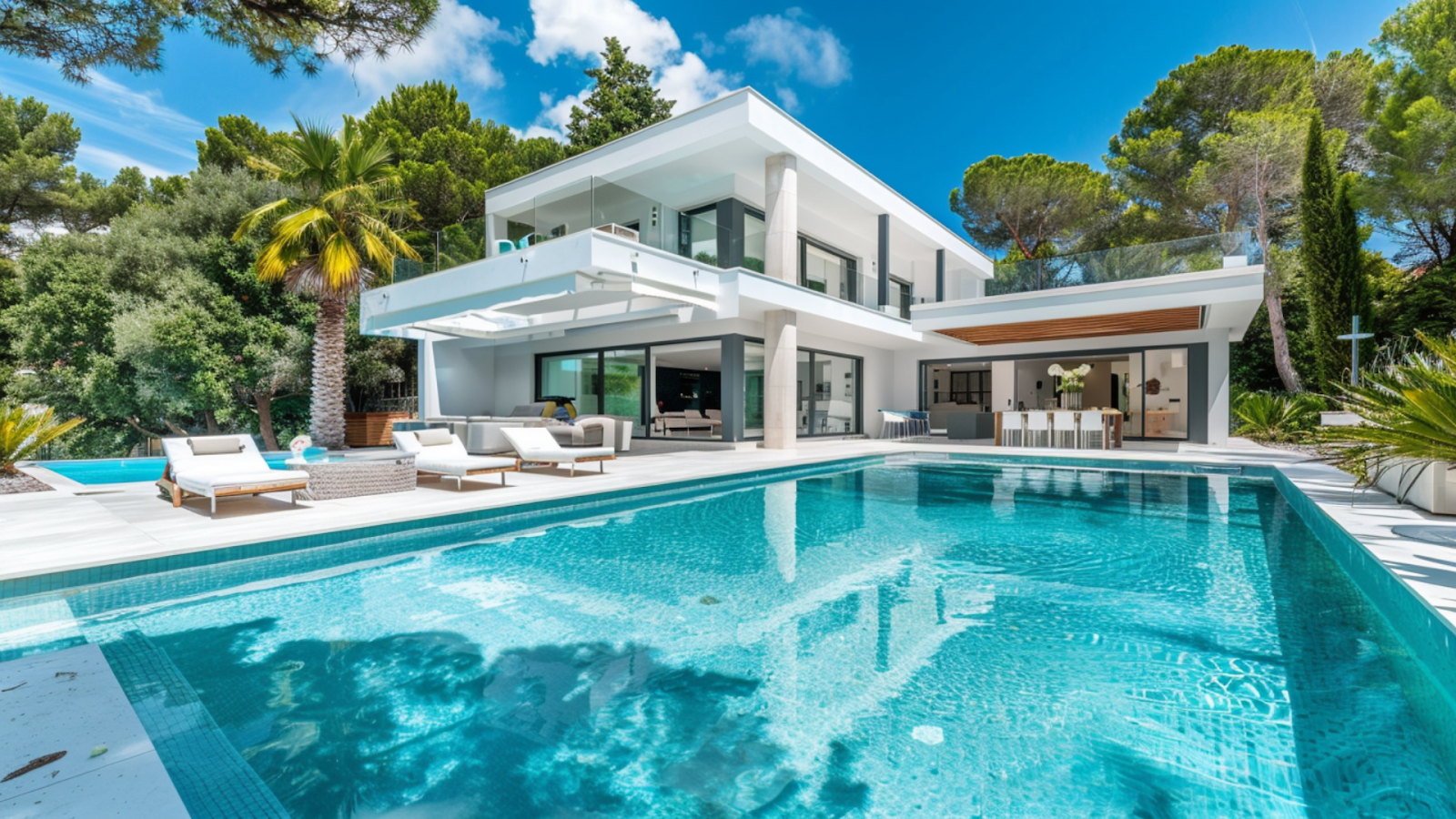 A huge swimming pool of a villa in Lopar, Croatia