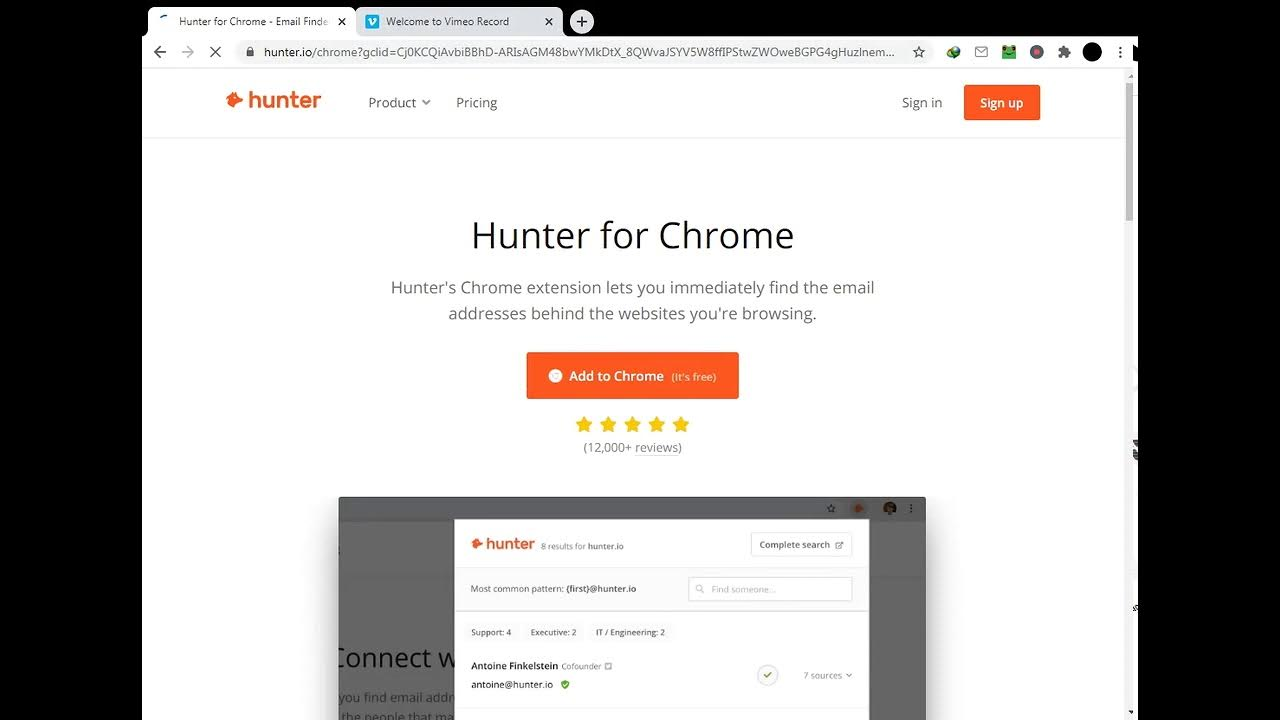 Chrome Extension with Hunter IO