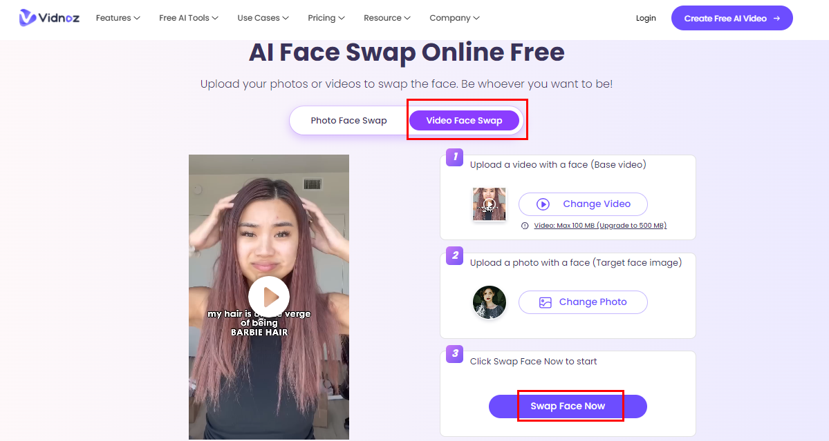 Vidnoz AI Video Face Swap Best Online Tool to Change Face in Video Easily