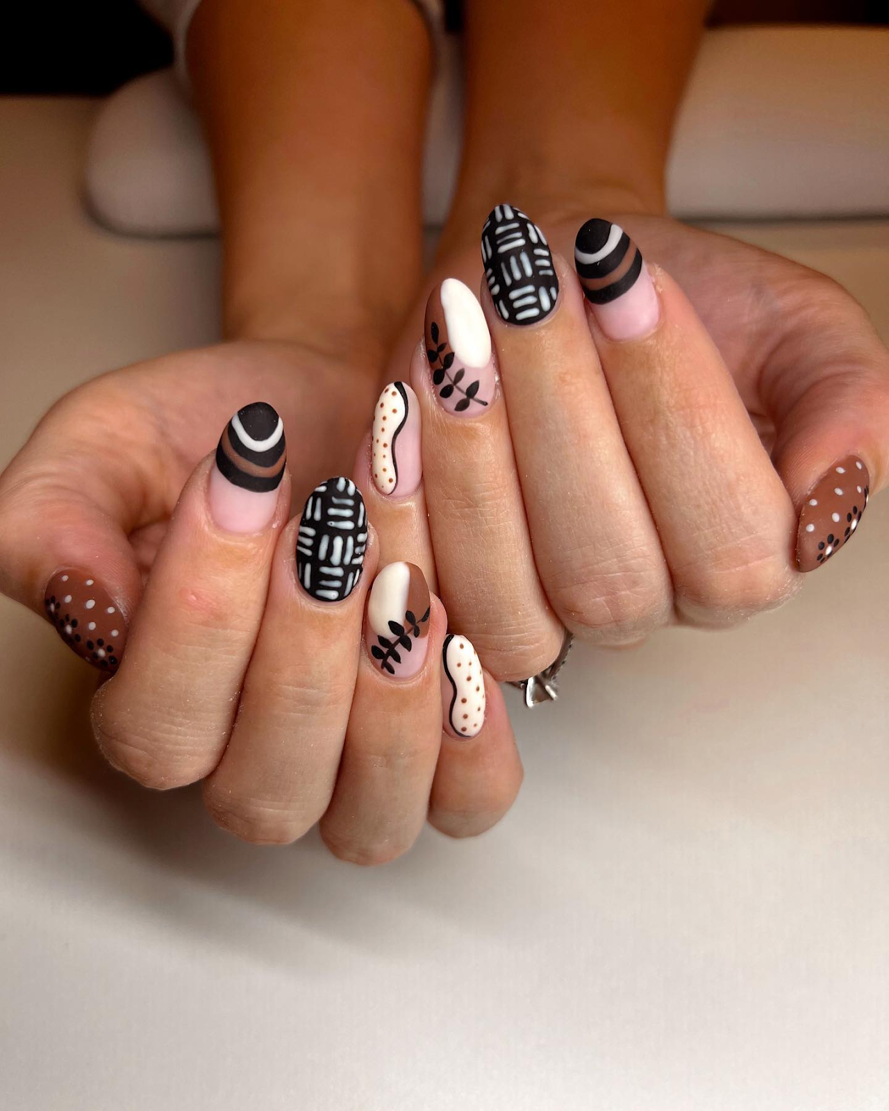 Black, White, & Brown Nails