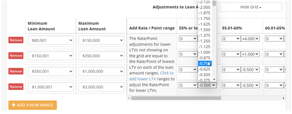 Loan Amount Range Grid Step 15