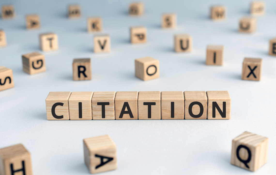 Citation spelled with letter blocks