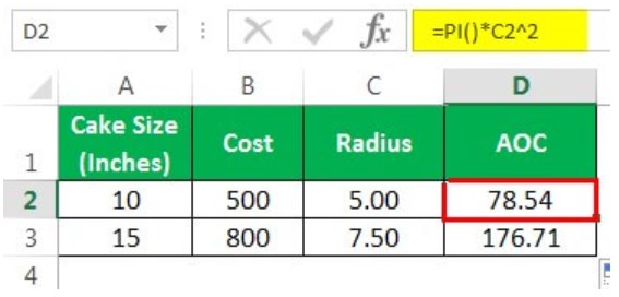 PI in Excel - Example 1 - Step 6