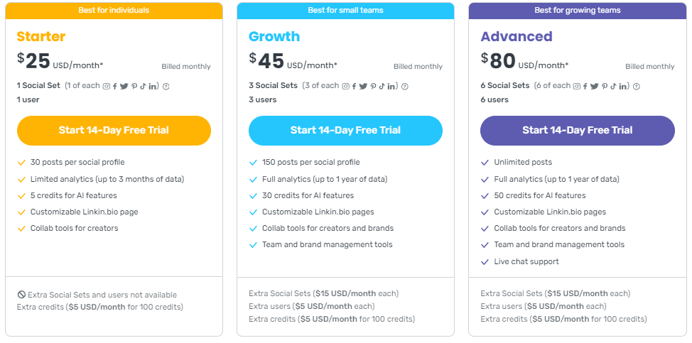 Pricing Plans for Later