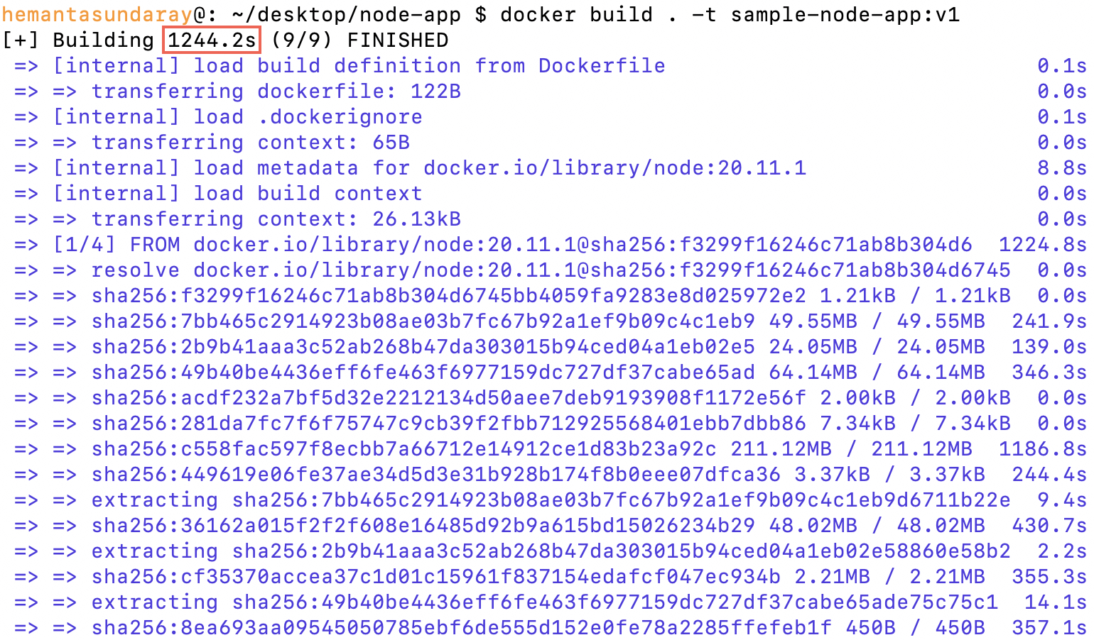 docker build command output