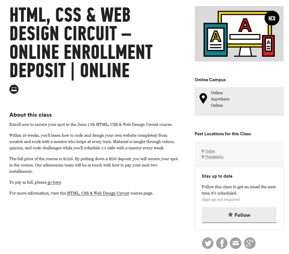 General Assembly HTML, CSS, and Web Design Circuit Online Course for HTML certification 