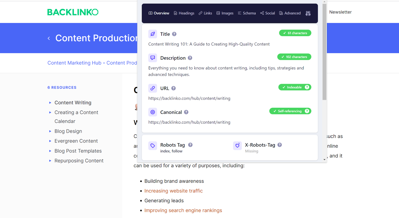 Detailed SEO Chrome extension for analyzing headers used by competitors