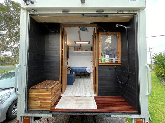 Hideaway Toilet  Cargo trailer camper, Cargo trailer camper conversion,  Camper van conversion diy