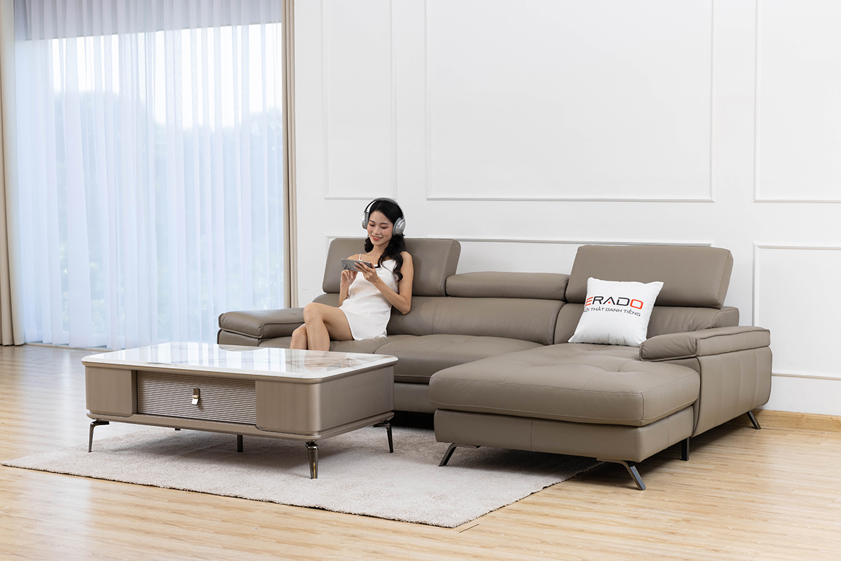 Sofa da thật nhập khẩu Malaysia mã 2160L-1