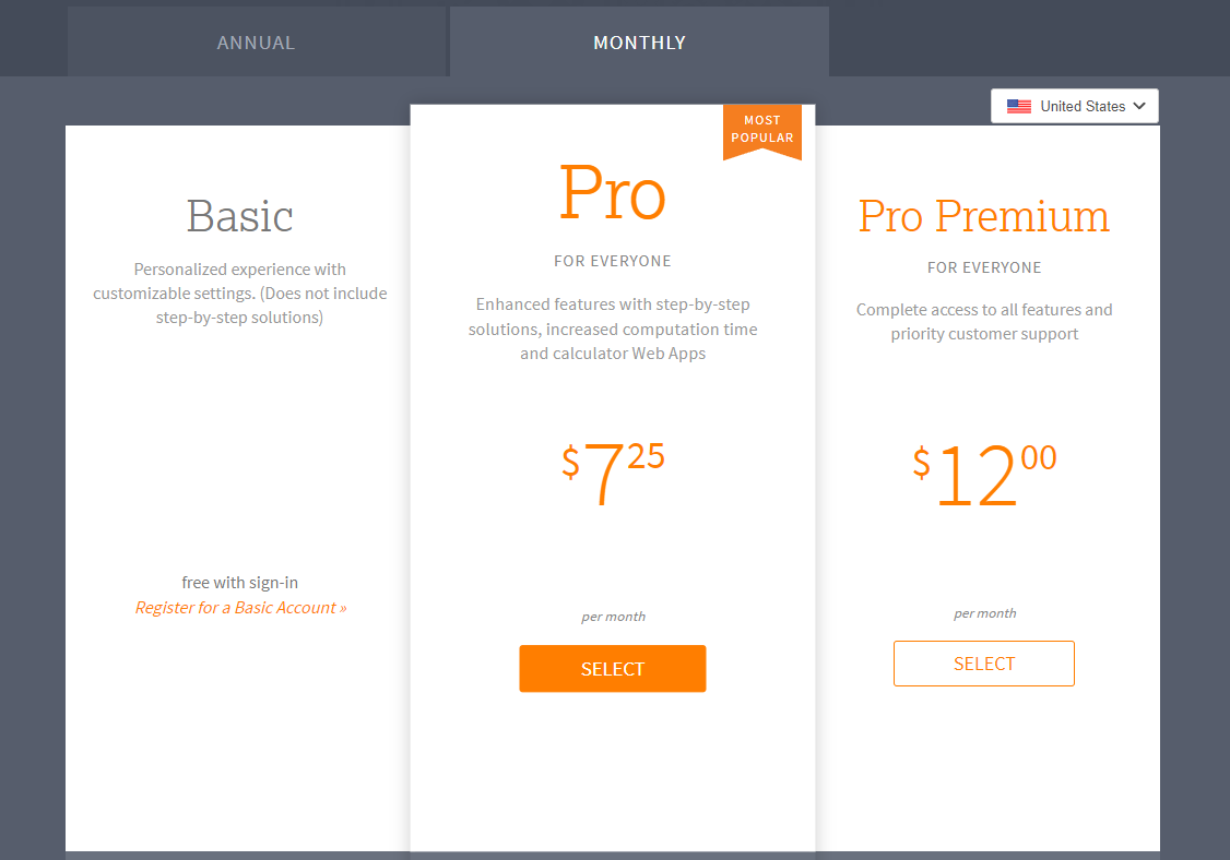 Pricing Plans for Wolfram Alpha