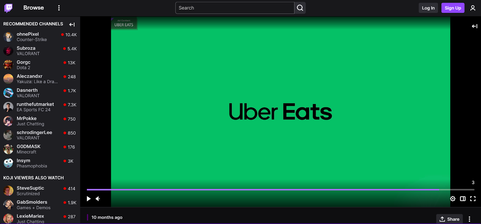 uber eats twitch ad example