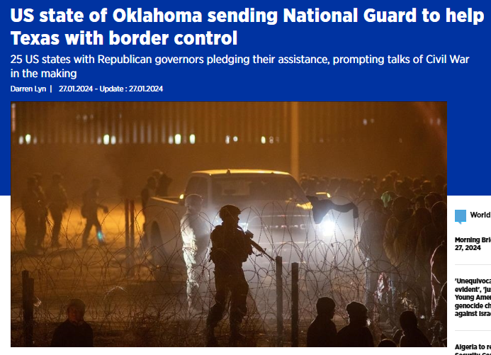 ولاية أوكلاهوما ترسل الحرس الوطني لمساعدة تكساس في مراقبة الحدود