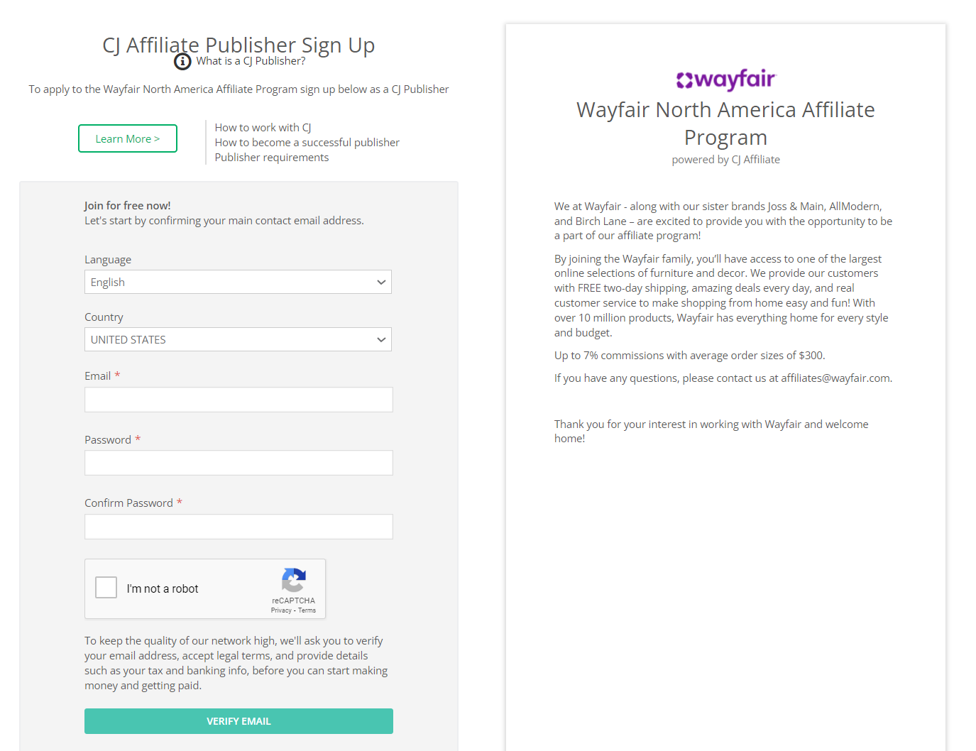 Wayfair affiliate program