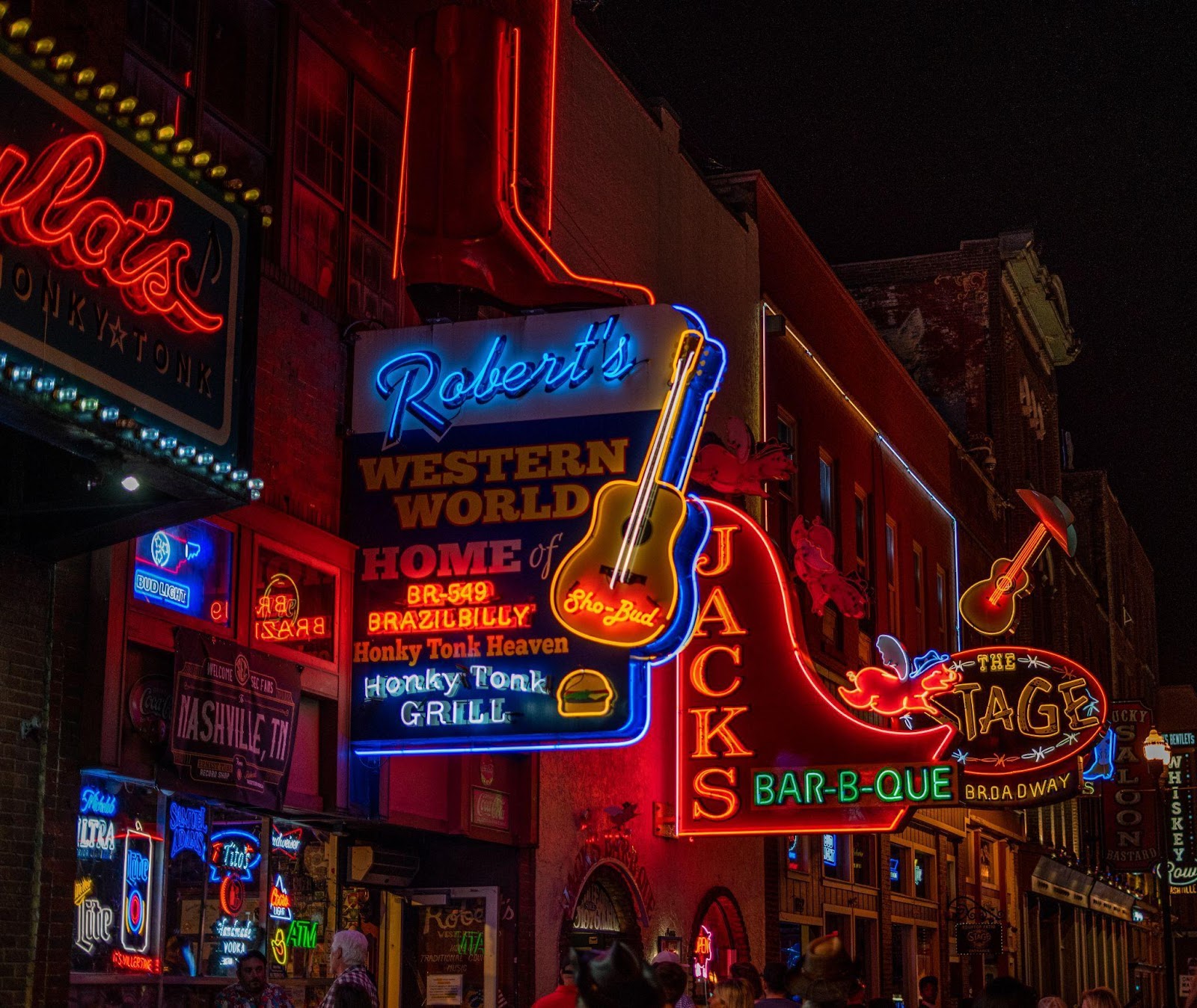  The light-up signs of some of Nashville’s restaurants.