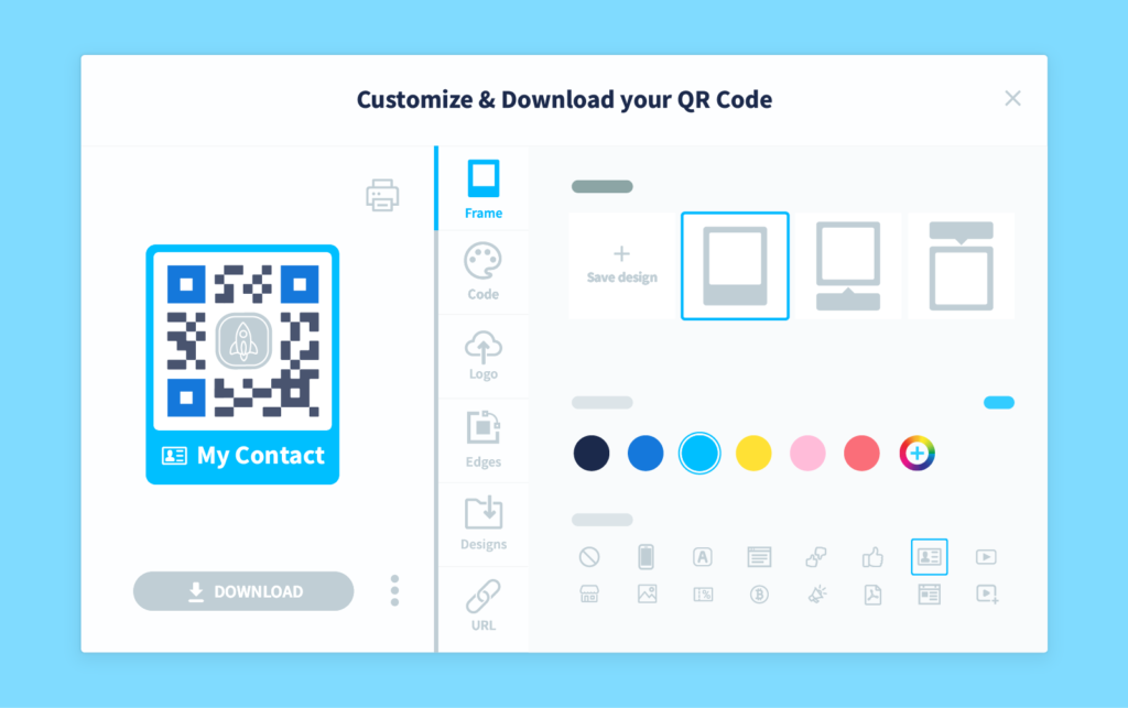 The customization panel in a QR Code Generator Pro account