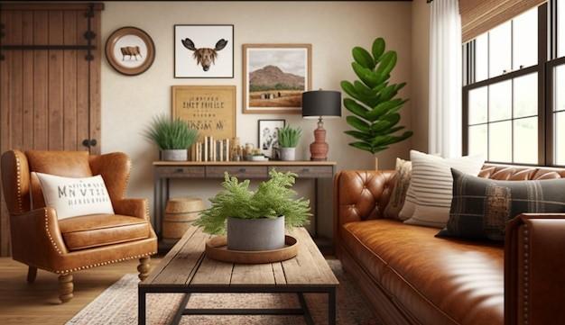 Modern elegant living room with comfortable sofas generative AI
