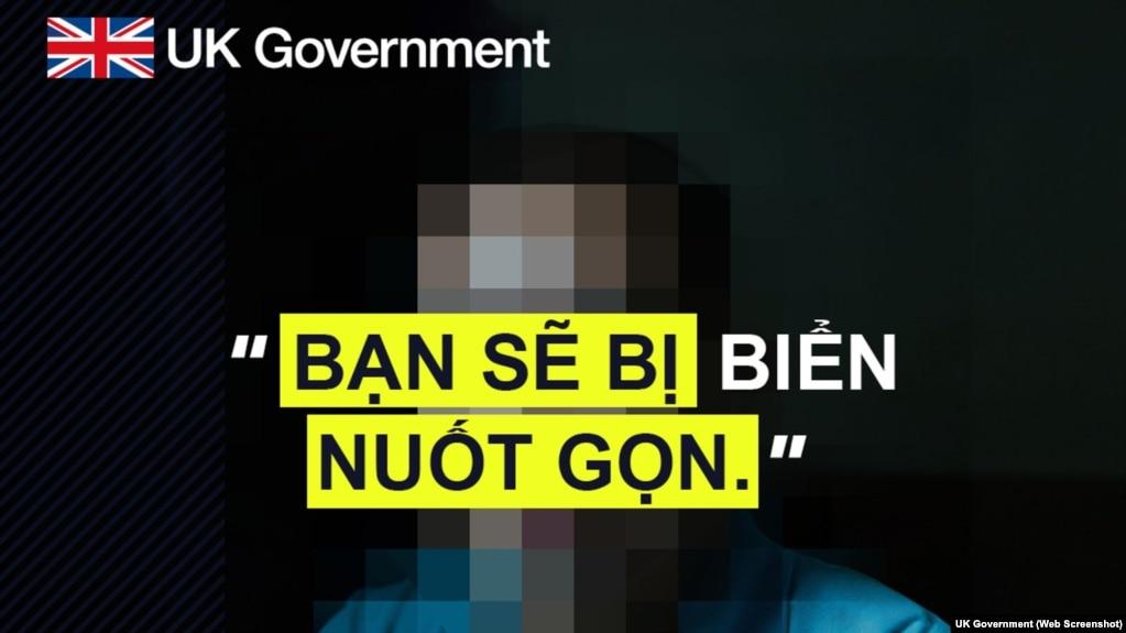 Một hình ảnh quảng cáo trong chiến dịch do Bộ Nội vụ Anh phát động hôm 25/3 để cảnh báo về hậu quả của việc nhập cư trái phép vào nước này nhắm vào các di dân Việt Nam.