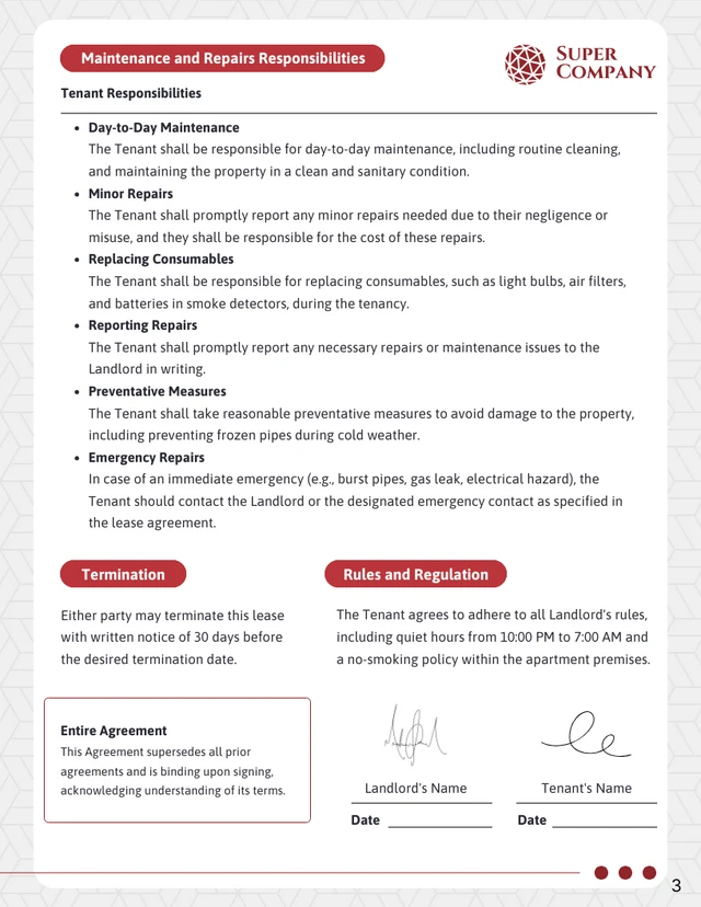 Deep Red Lease Contract Template
