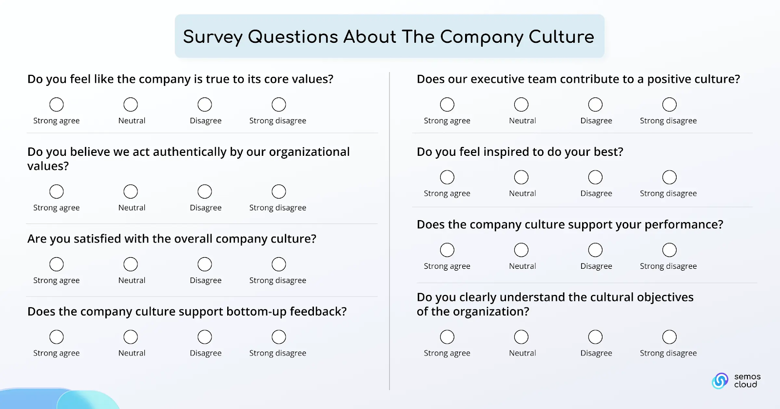 employee survey questions for company culture