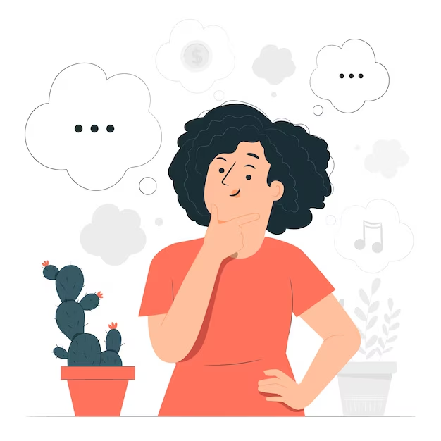 Graphic of a Woman Thinking Something