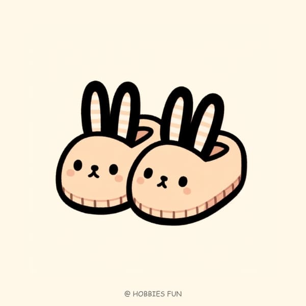 Cute Bunny Slippers Drawing Easy