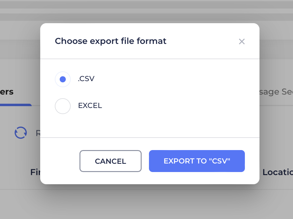 choose the csv extension