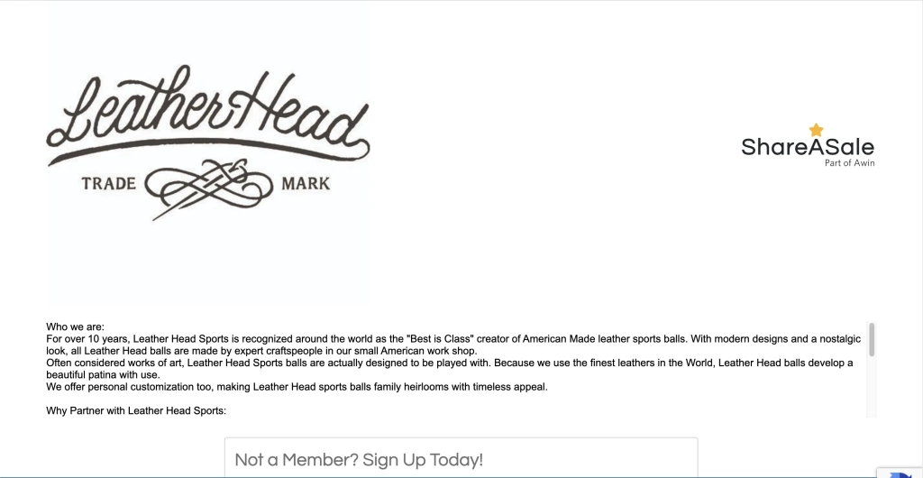 Leather Head sports affiliate program home page