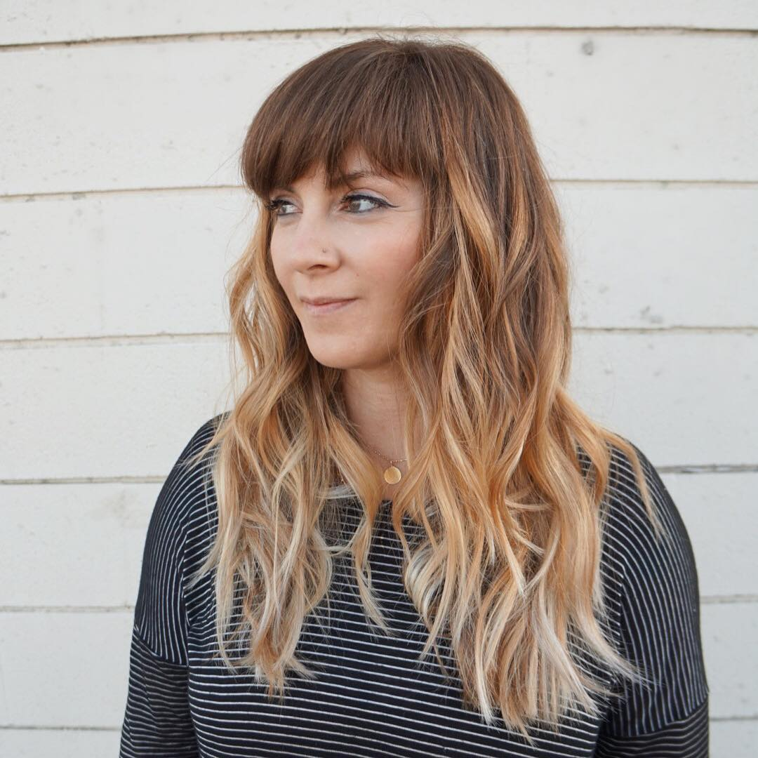 Strawberry Blonde Ombre with Bangs