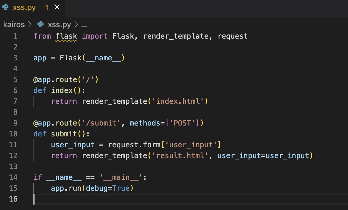 Código em Python vulnerável a ataques XSS.