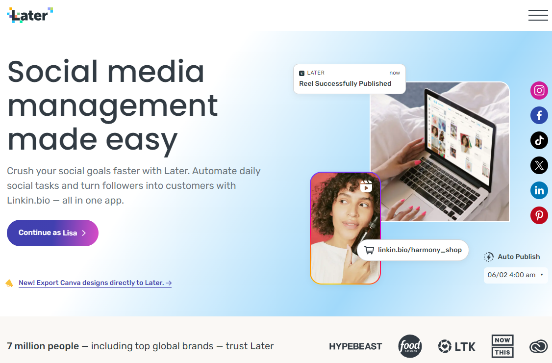 With Later, Social Media Management made easy