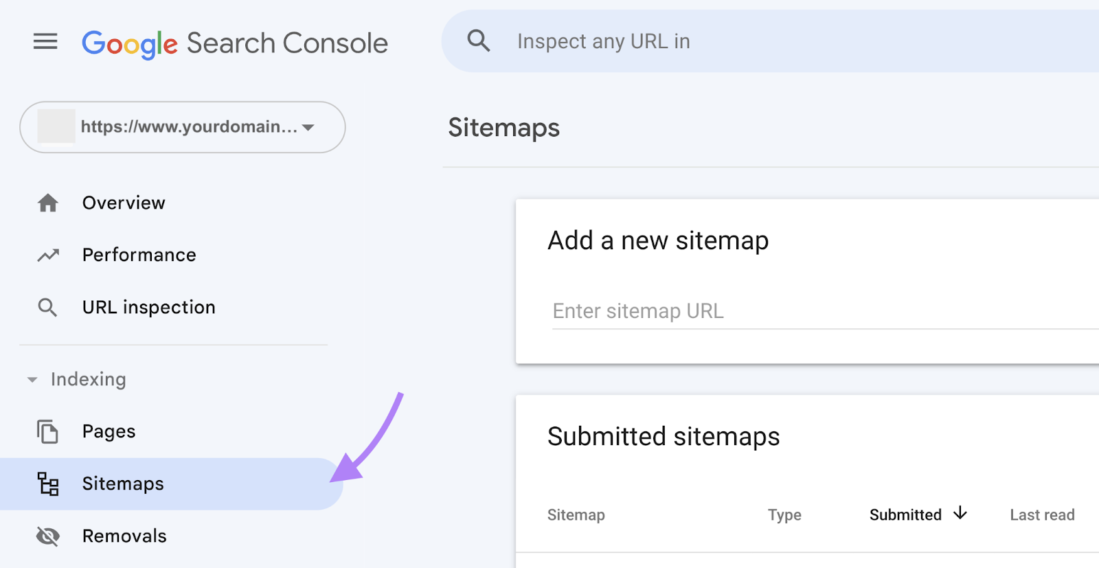 Navigate to Sitemaps on Google Search Console