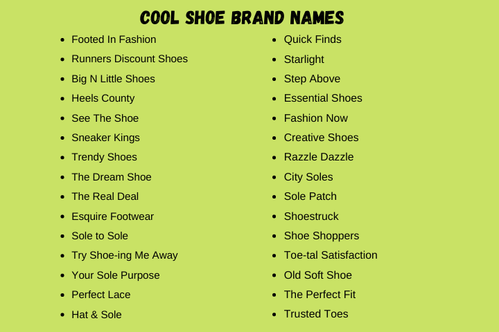Cool Shoe Brand Names