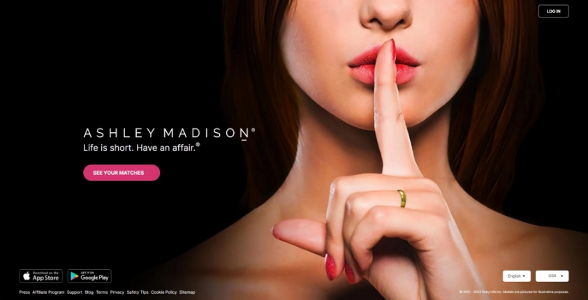 ashley madison dating site homepage