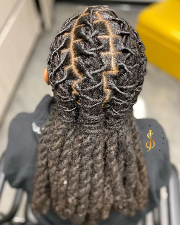 Loc styles for women: Picture showing a lady rocking locs in jumbo twists