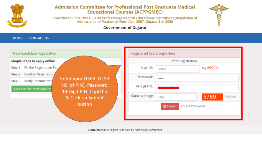 Step 2 of choice filling of gujarat neet counseling for swaminarayan institute of medical sciences & research admission