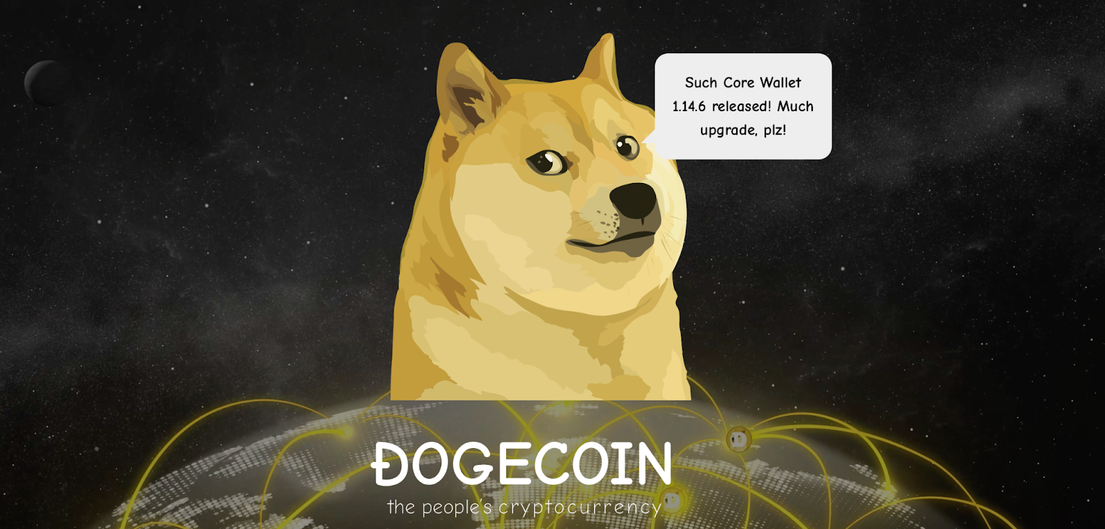 Screenshot of the homepage of Dogecoin